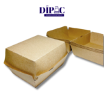 Cartón resistente, ideal para mantener la forma de la hamburguesa y evitar que se desarme.