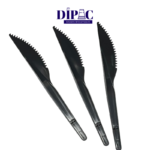 Cuchillos descartables negros reforzados. Estos cuchillos plásticos negros reforzados son perfectos para eventos, restaurantes o cualquier ocasión que requiera utensilios desechables de alta resistencia