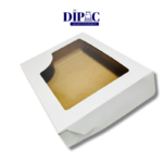 Presenta tus productos de manera simple pero elegante con esta caja multiuso de cartulina blanca con visor.