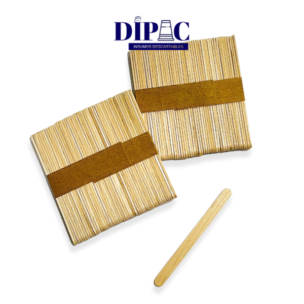 Palitos de madera para helado Cada paquetito viene por 50 palitos de madera. 110x10x2mm