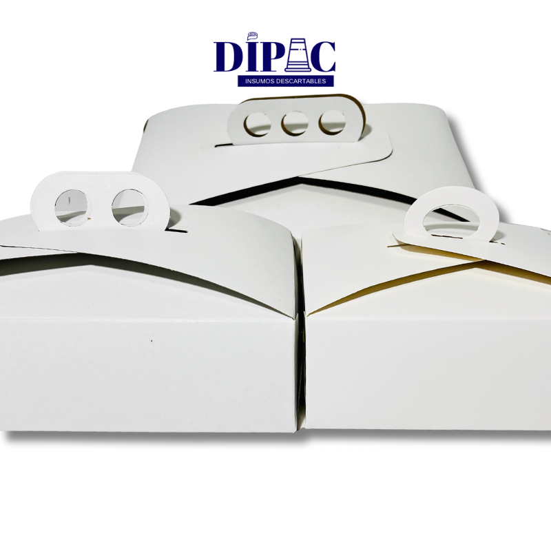 Presenta tus masas con estilo y elegancia utilizando estos estuches de cartulina blanca lisa al estilo maletín.