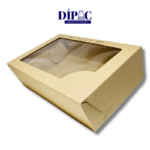 Ideal para presentar desayunos con estilo, esta caja de cartón microcorrugado marrón liso combina funcionalidad y estética minimalista