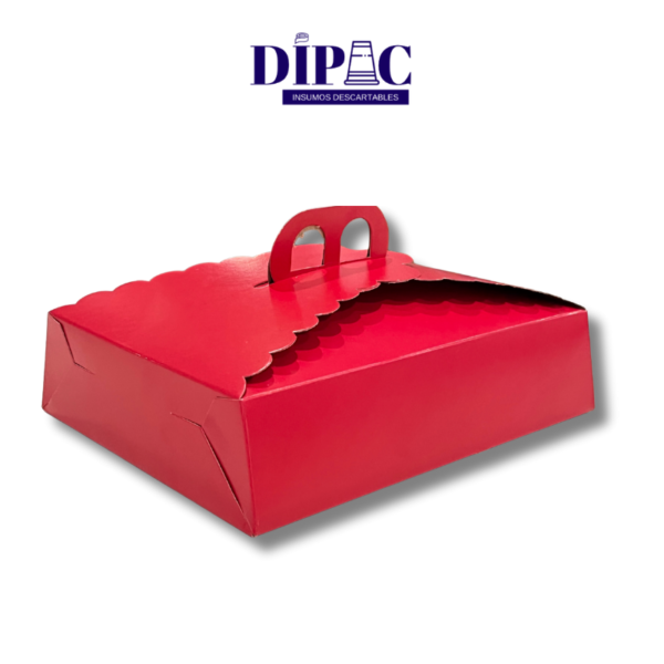 Estuche de cartulina rojo liso para masas Estuche de cartulina roja lisa. Disponible para 1/2Kg de masas.