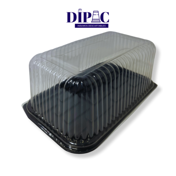 Tortera descartable rectangular con base negra T29