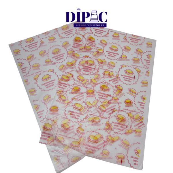 Papel parafinado impreso para hamburguesas