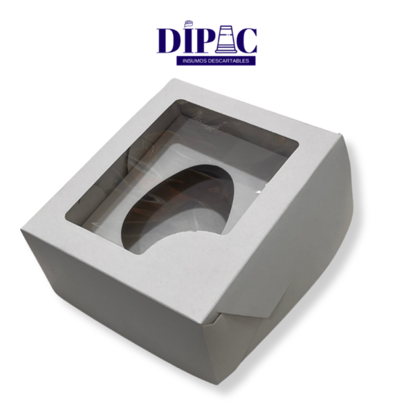 caja con visor de cartulina para medio huevo